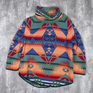 Chaps Ralph Lauren Sweater Womens XL Aztec Southwest Tribal Cowl Neck Pullover